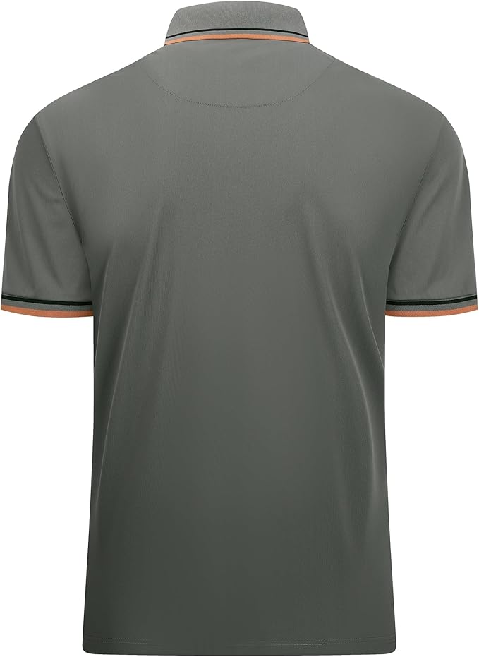 Men's Jacquard Golf Polo Shirt Moisture Wicking Dry Fit Active Tee