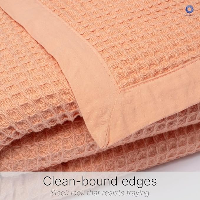 GOTS Certified Organic Cotton Waffle Weave Blanket, King Bed Blanket,108"X90" Cozy Throw Blanket for Couch, Modern Home Decor, Throw Blankets,Comfy Waffle Blanket, Soft Bed Blankets -Sun Bay