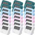Weewooday 24 Pcs Digital Kitchen Timer Magnetic Timer Bulk On/Off Switch Minute Second Count up Countdown Loud Alarm for Exercise Cook Baking(White, Pink, Light Blue, Dark Green)
