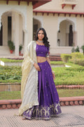 Purple Gold Crush Lehenga Choli with Sequins and Zari Work