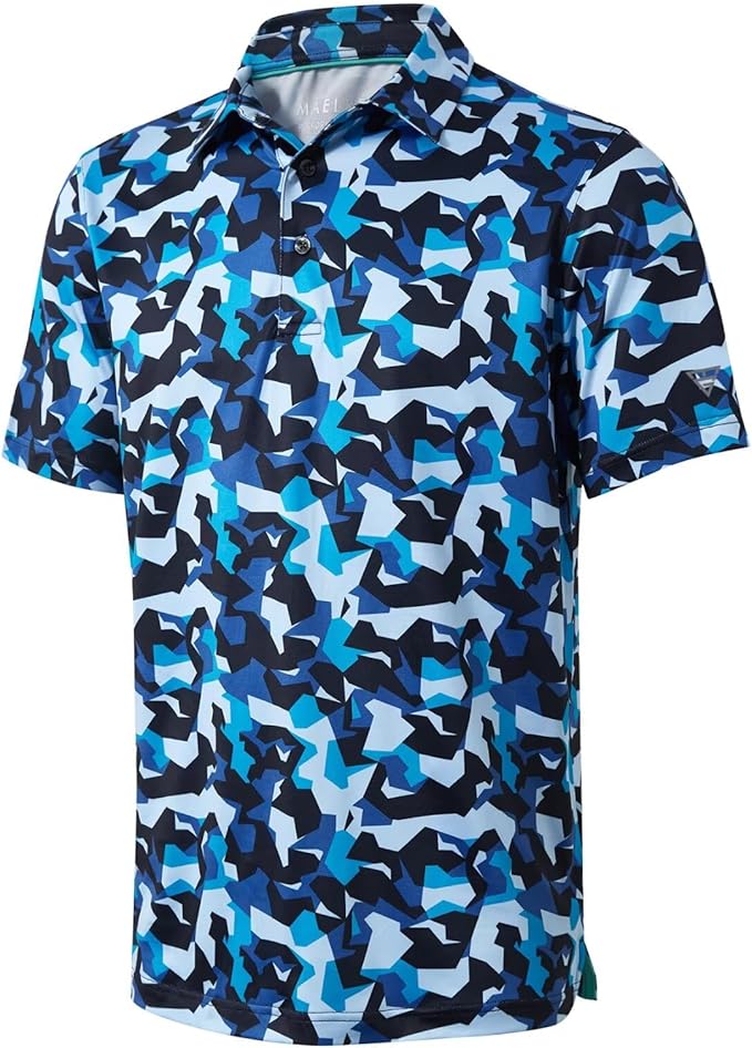 Men's striped short sleeve golf polo featuring Ironwave Fitness technology