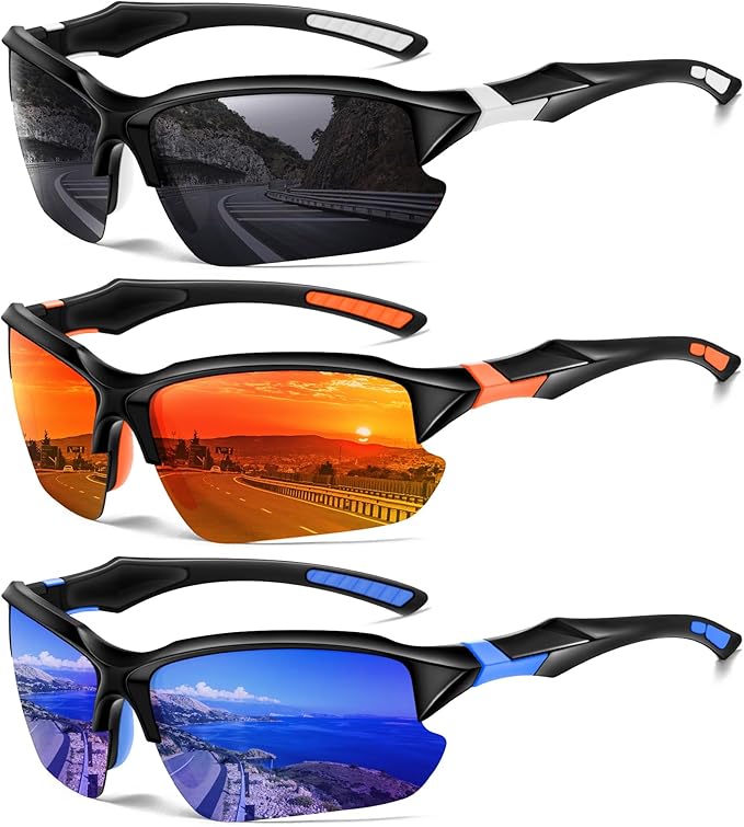 Sports Polarized Sunglasses for Men Cycling Running Fishing UV Protection Sun Glasses Lightweight Half Frame Goggles