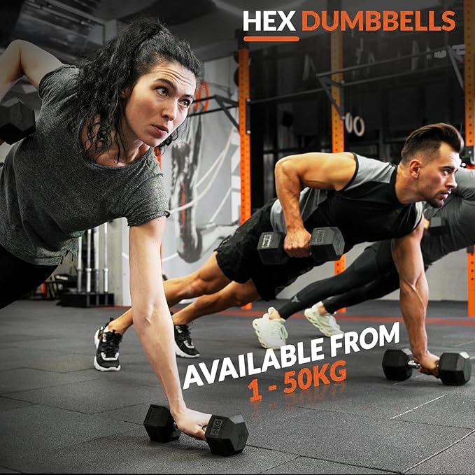 Ritafer 6-10 Pair Hex Rubber Dumbbell Set 350/450 and 550 lbsï¼?-50 lbs ）Hand Free Weight for Strength Coated Encased Iron Weights with Dumbbells Storage Rack Home Gym
