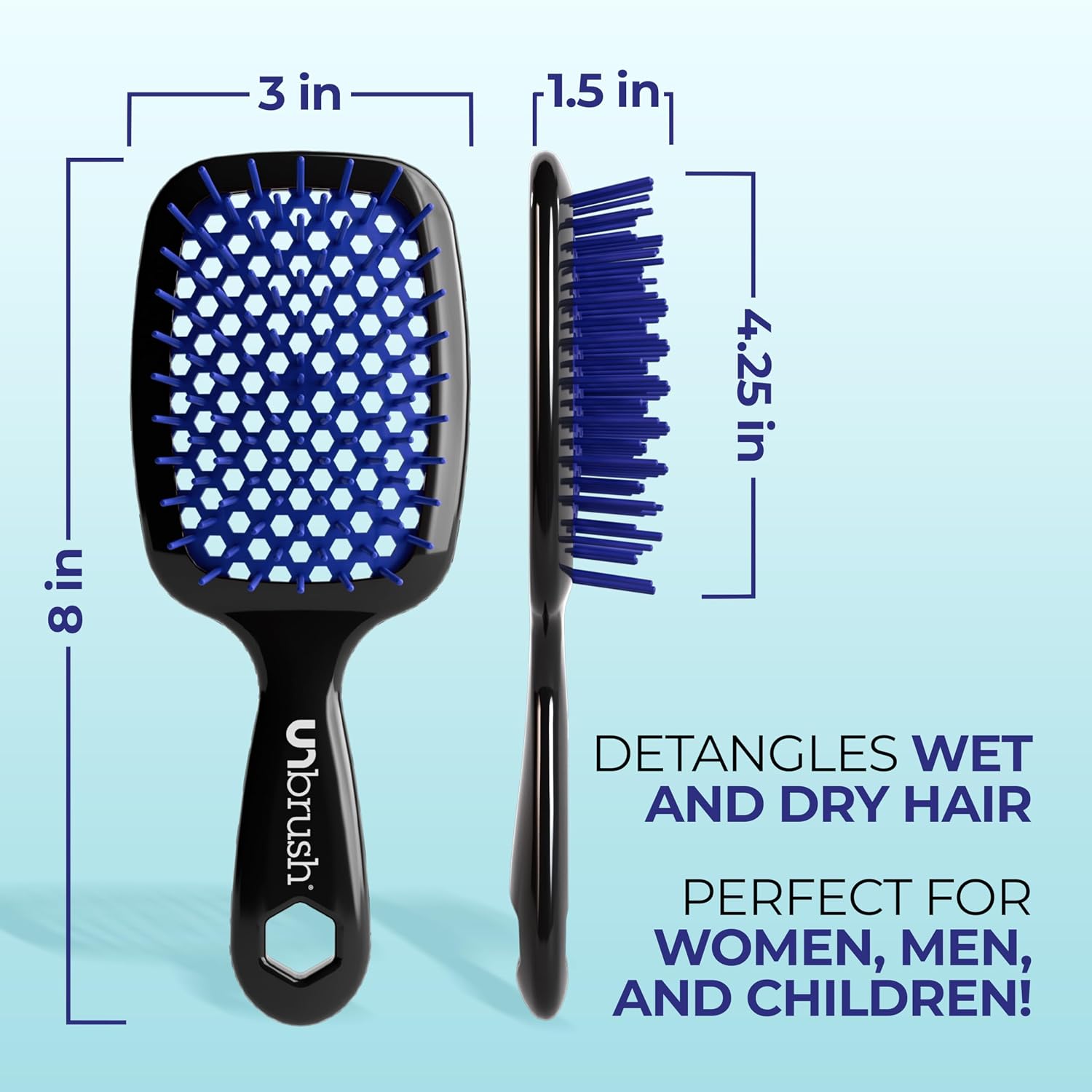 UNbrush Detangling Hair Brush for Kids - Gentle & Painless Blue