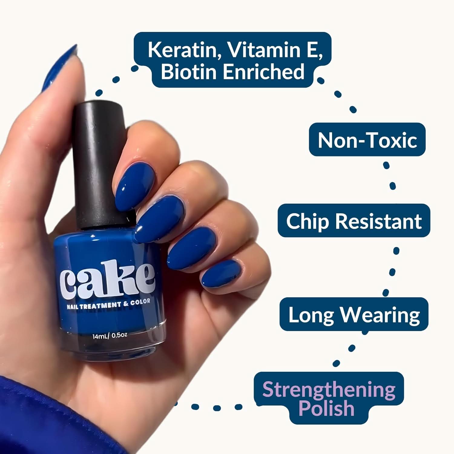 CAKE Anchor Down Navy Blue Nail Strengthening Polish