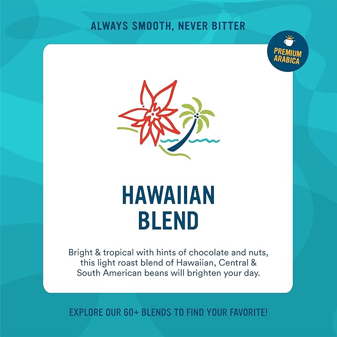 Cameron's Coffee Roasted Ground Coffee Bag, 10% Hawaiian Coffee Blend, 10 Ounce, Pack of 6 NEW