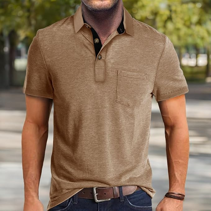 Men's Classic Cotton Polo Shirt Casual Short Sleeve Golf Top
