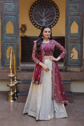 Magenta Cosmos fabric lehenga choli set with zari and sequins embroidery