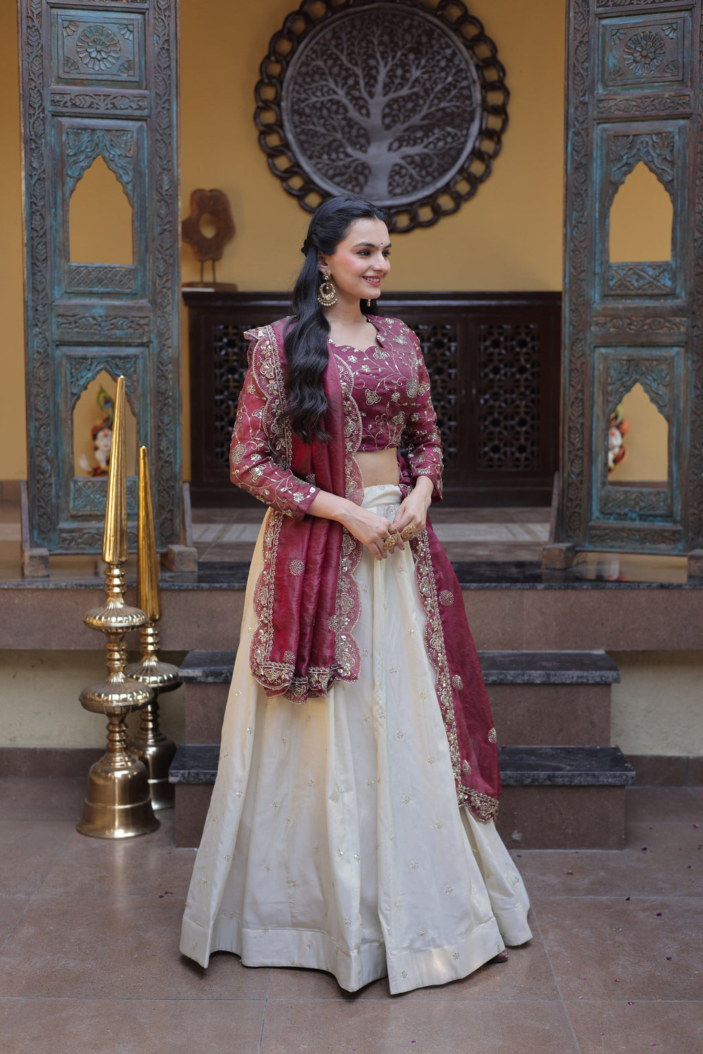 Magenta Cosmos Lehenga Choli Set with Zari and Sequins Work