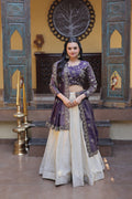 Purple Cosmos fabric lehenga choli set with zari and sequins embroidery