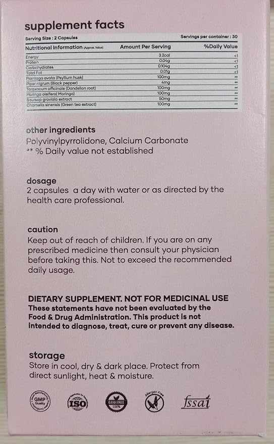 Mars BurnIt Capsules | Enriched with Psyllium Husk, Moringa & Dandelion Root | Supports Digestion, Detox & Weight Management | Pack of 1