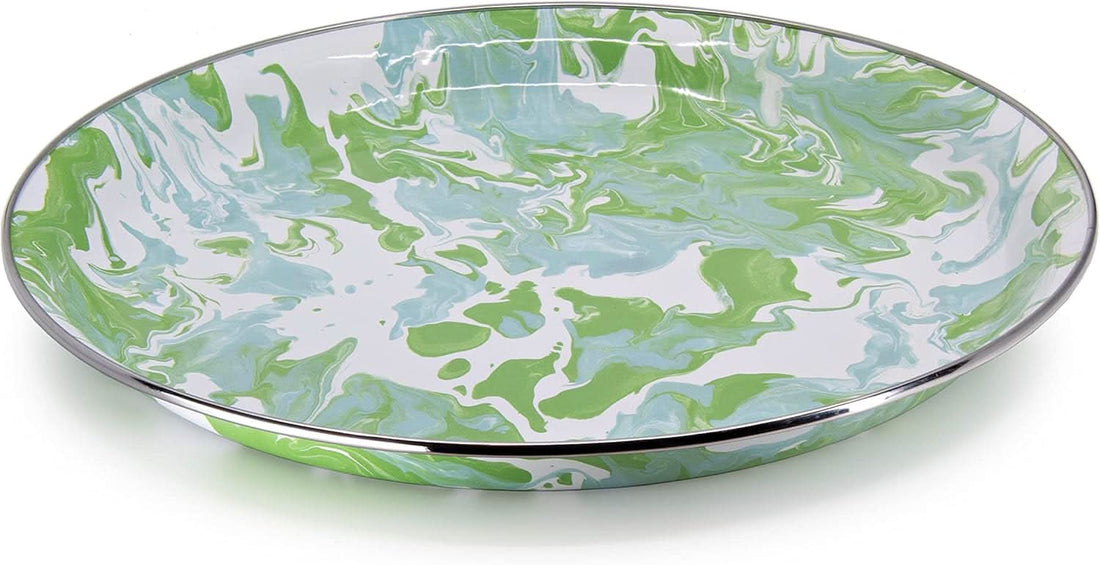 Modern Monet patterned enamelware medium serving tray
