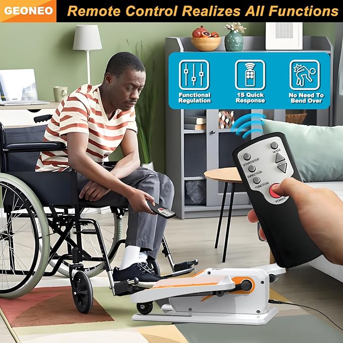 Under Desk Elliptical Machine, Electric Ellipse Leg Exerciser for Senior, Quiet and Compact Electric Seated Pedal Exerciser for Home with Monitor, Remote Control and 12 Adjustable Speeds