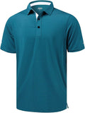 Men's striped moisture-wicking performance golf polo with reflective sleeve cuffs