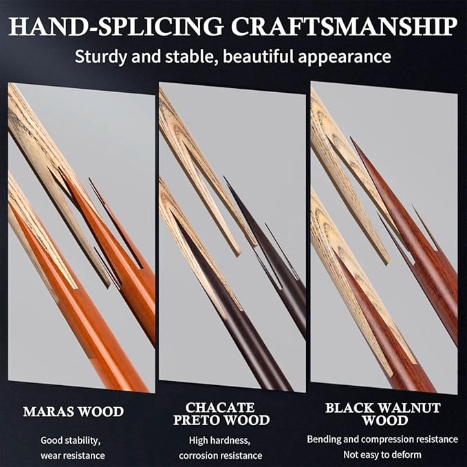 Kmise Pool Cue Set of 3, 57-inch Cue Sticks with 9.5mm Pro Tips, Splicing Process, Handmade from Premium Wood, Pool Sticks for Adults, for Men and Women, Bar Home Taple Sports
