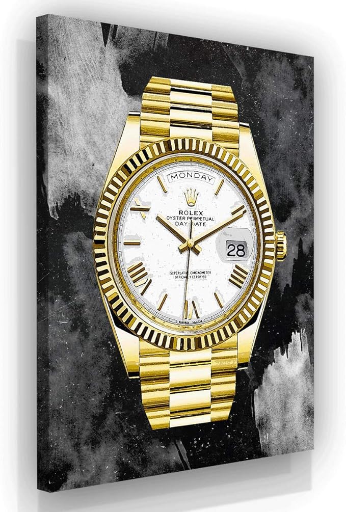 SuccessHunters Luxury Gold Watch Canvas Print Office Wall Decoration Home Decor Modern Art Prints Inspiration Motivation Inspire Entrepreneur Quote Inspirational Motivational House Decal (24" x 18")