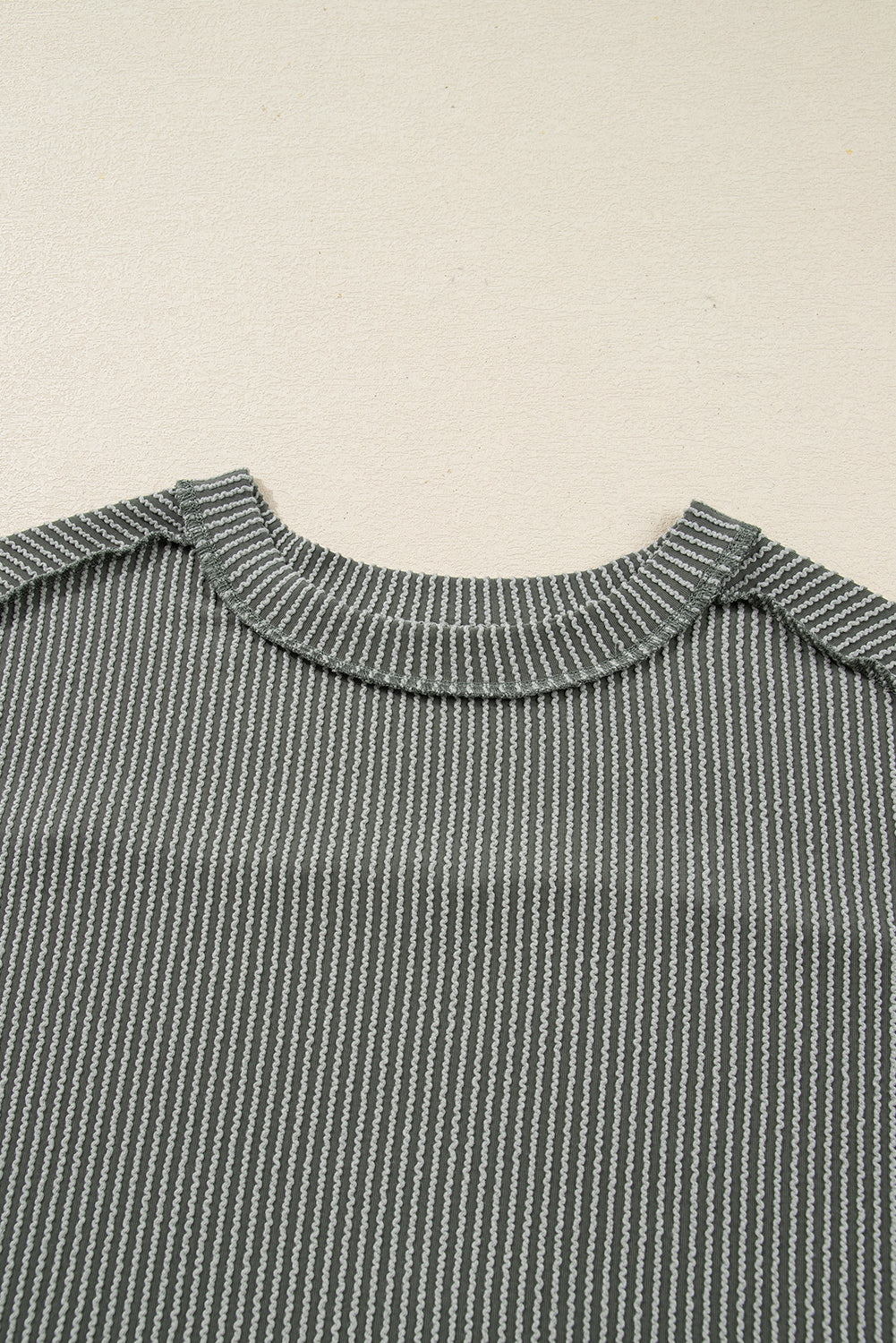 Solid Corded Knit Long Sleeve Top