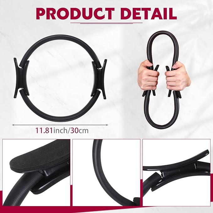 Syhood Pilates Ring 11. 81 Inch Pilates Circle Yoga Ring Magic Lightweight Flexible Workout Equipment for Fitness Physical Therapy Resistance Exercise Arms Legs