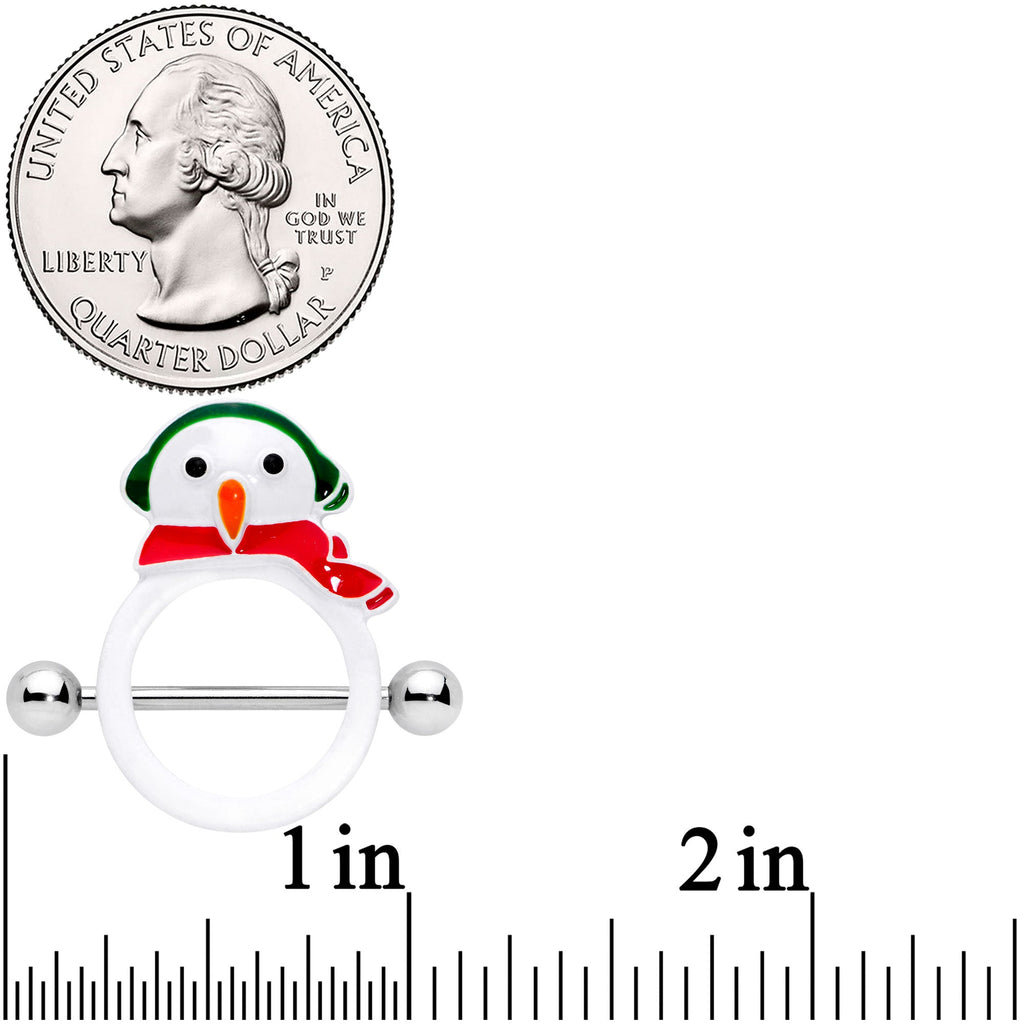 Winter Snowman Christmas Nipple Shield Set 14G Stainless Steel - Image 2