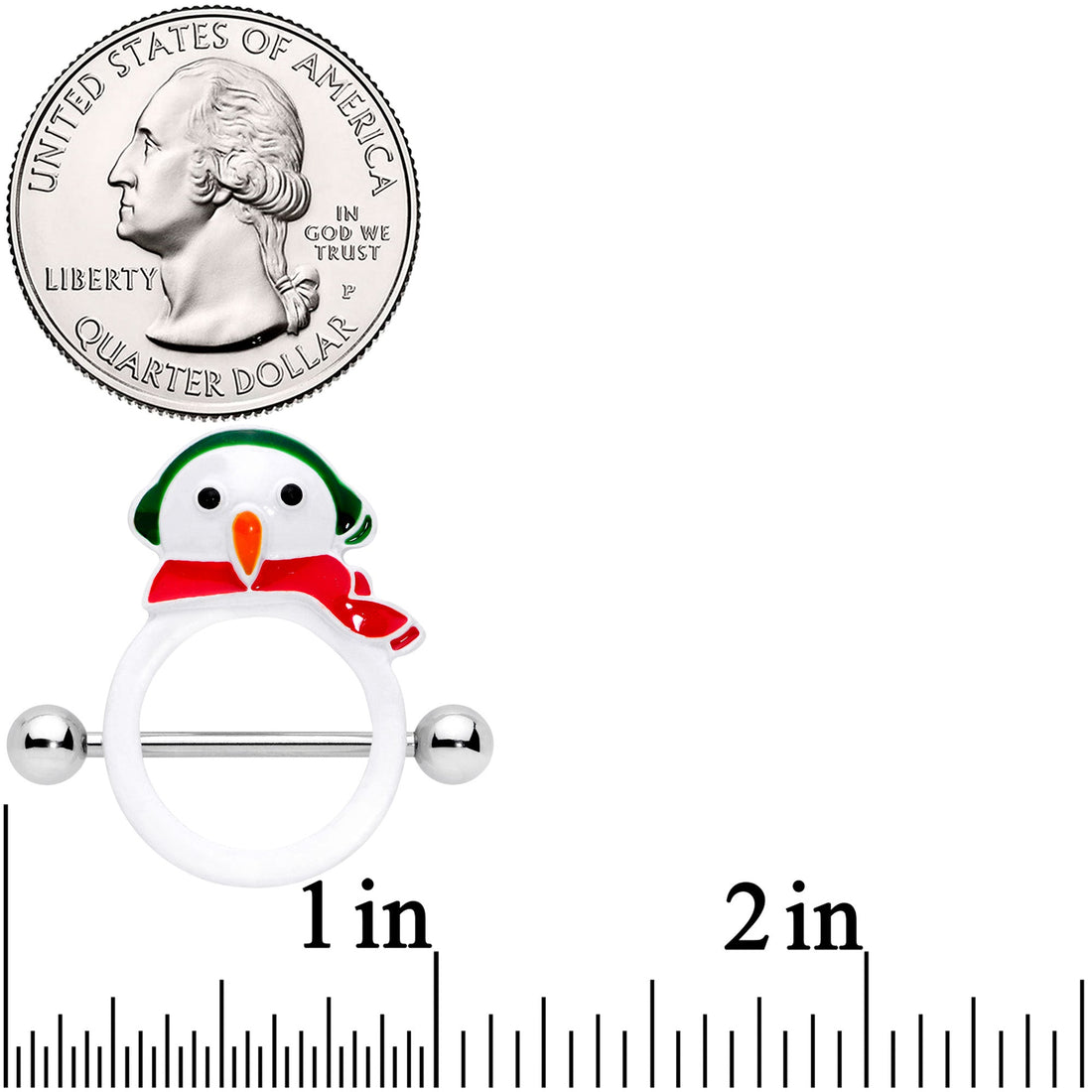 Winter Snowman Christmas Nipple Shield Set 14G Stainless Steel - Image 2