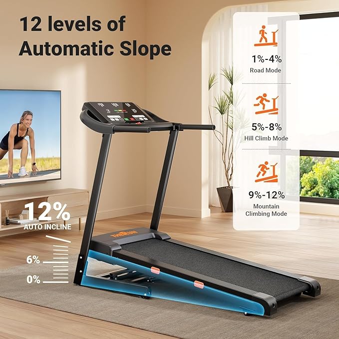 Incline Treadmill with 18" LED Screen, 3.0 HP Motor, 300 lb Capacity
