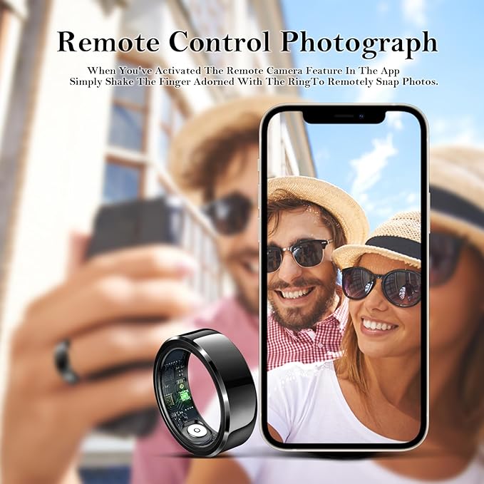 Smart Ring for Women Men-Wearable Fitness Tracker with Sleep Tracking Heart Rate Blood Oxygen Healthy Monitor Ring Activity Monitoring Steps Calories Black