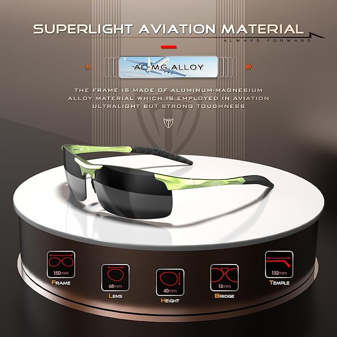 ATTCL Men's Sports Polarized Sunglasses Men for Driving running Fishing Golf - UV Protection Sun glasses Metal Frame