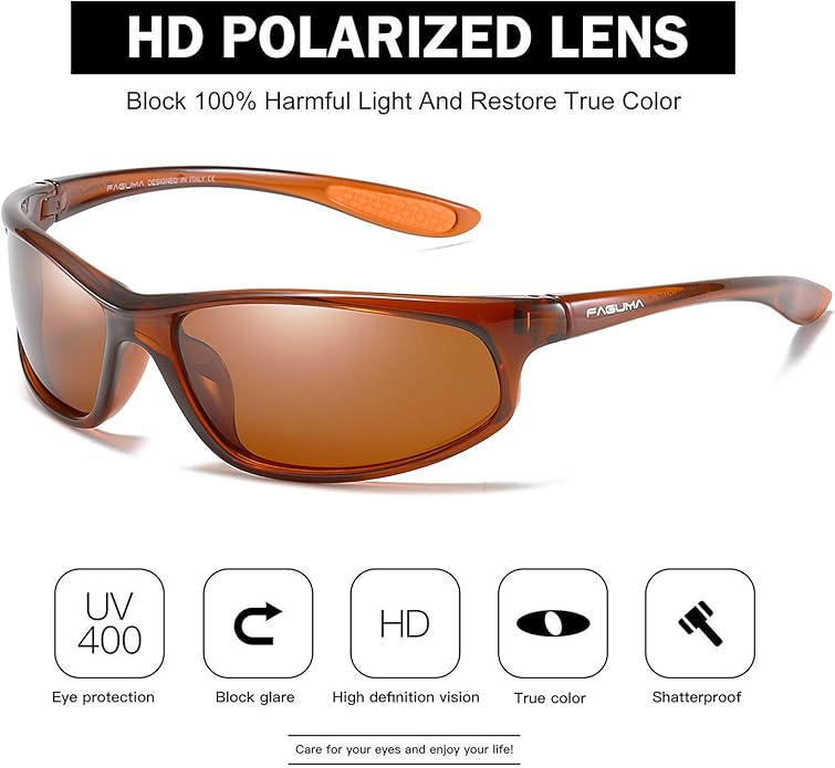 FAGUMA Polarized Sports Sunglasses For Men Cycling Driving Fishing UV400 Protection