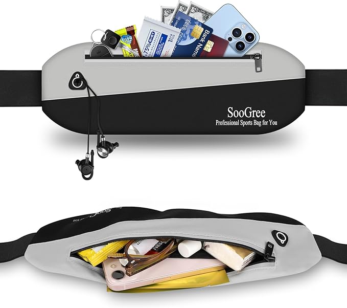 Slim Fanny Packs for Women Men,Waterproof Waist Pack with Reflective Strip Adjustable Strap,Running Belt for Sports Workout Cycling Hiking, Casual Hands-Free Wallets Phone Bag (Style 7)