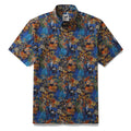 Men's 100% cotton button-down Hawaiian shirt featuring a nature-inspired butterfly and floral pattern.