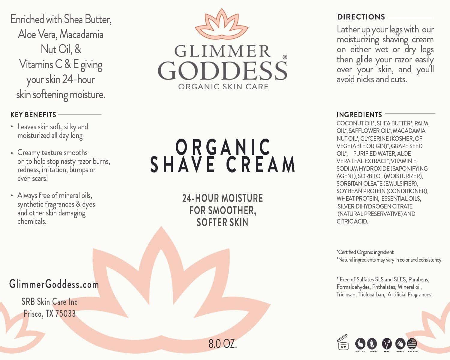 Organic Shave Cream for Sensitive Skin - Smooth Hydrating Formula