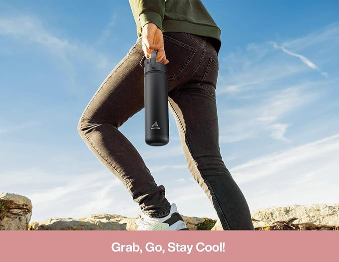 26 oz Insulated Water Bottle with 2-in-1 Straw and Spout Lid, Keep Cold 24H, Leak-Proof, Fits in Car Cup Holder, Stainless Steel Water Bottle for Sports, Travel, Gym, and School (Petal Path)
