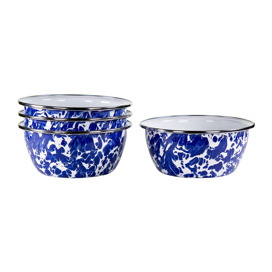 Aspen Grove Enamelware Salad Bowls - Rustic Set of 4