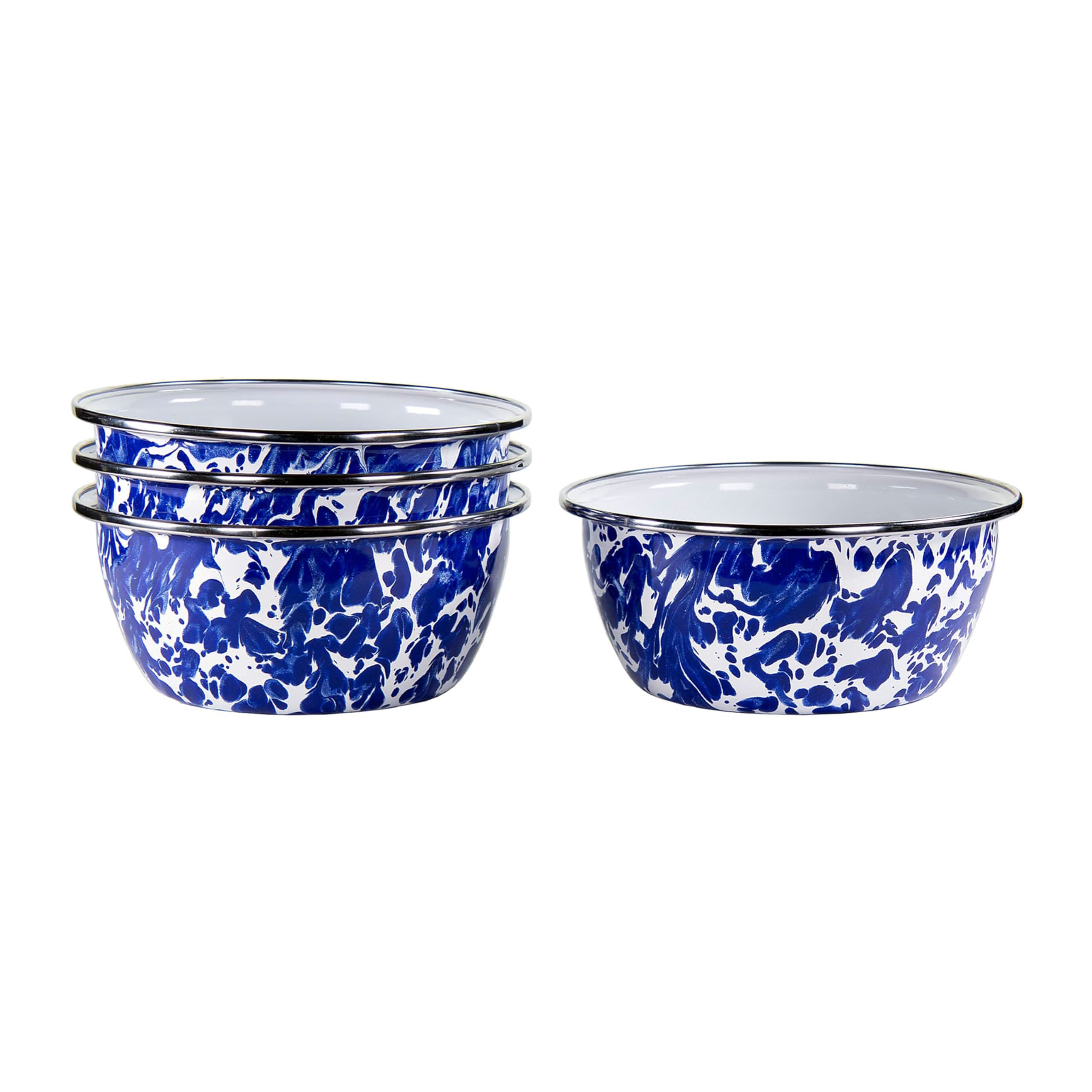 Aspen Grove Enamelware Salad Bowls - Rustic Set of 4
