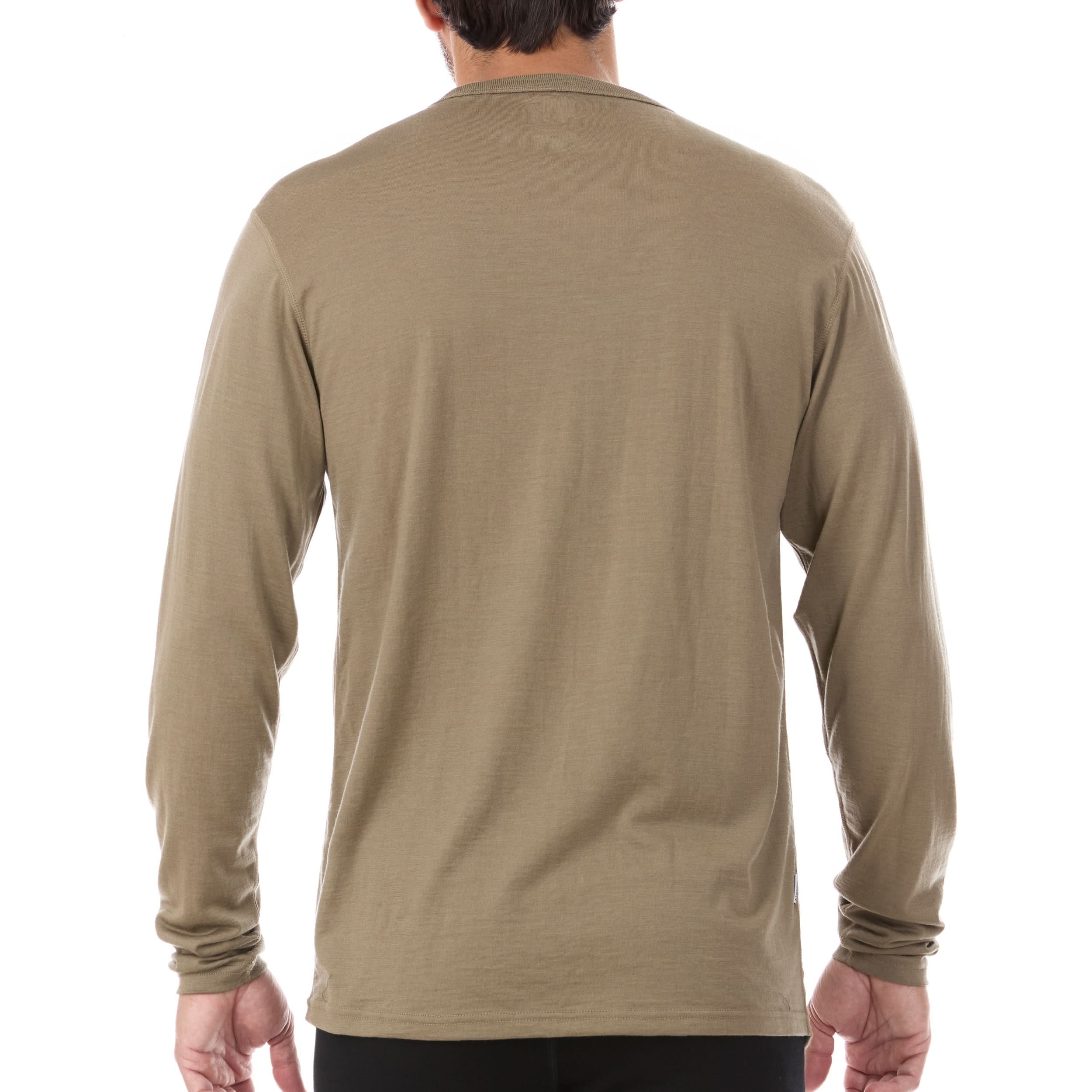 Men's Lightweight 100% Merino Wool Crew Neck Long Sleeve Shirt