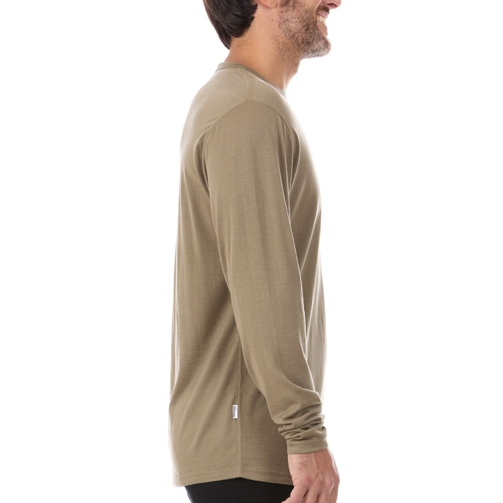 Men's Lightweight 100% Merino Wool Crew Neck Long Sleeve Shirt