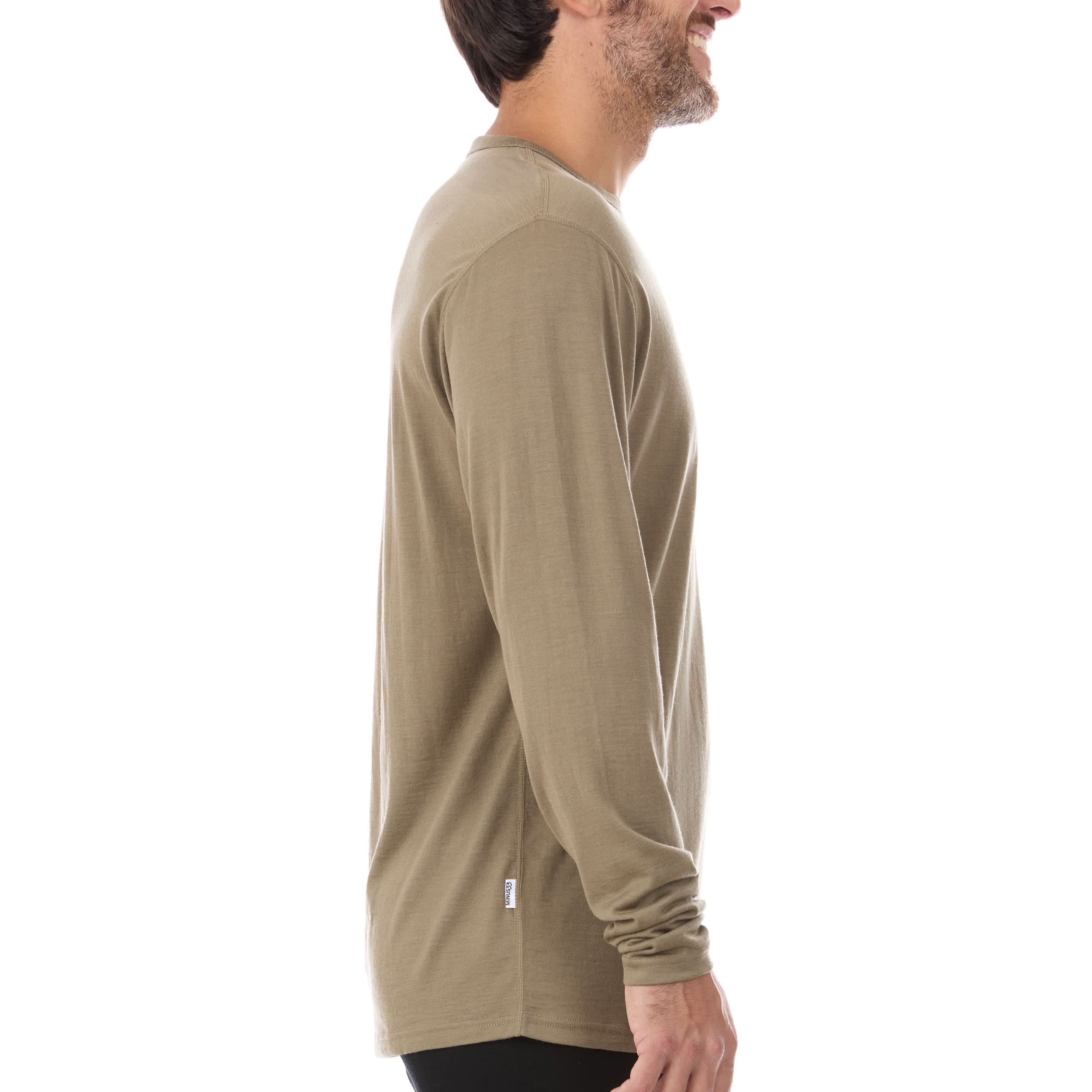 Men's Lightweight 100% Merino Wool Crew Neck Long Sleeve Shirt