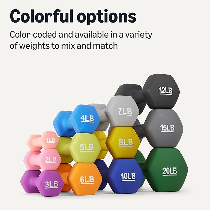 Amazon Basics Neoprene Dumbbell Hand Weights for Exercise and Muscle Toning