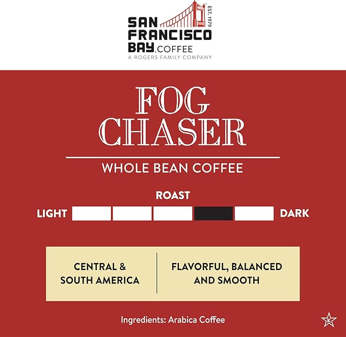 San Francisco Bay Coffee - Medium-Dark Roast Whole Bean Coffee - Fog Chaser (2 lb bag)