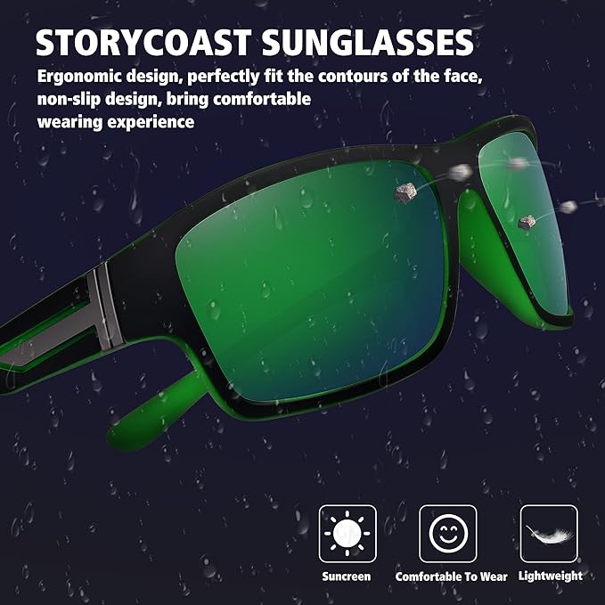 STORYCOAST Polarized Sports Sunglasses for Men Women Unbreakable Frame Cycling Fishing Driving