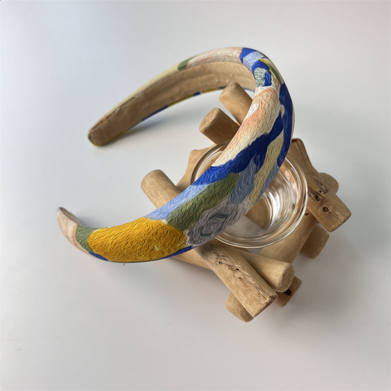 Wide Sponge Headband with Vibrant Graffiti Abstract Pattern - Image 2