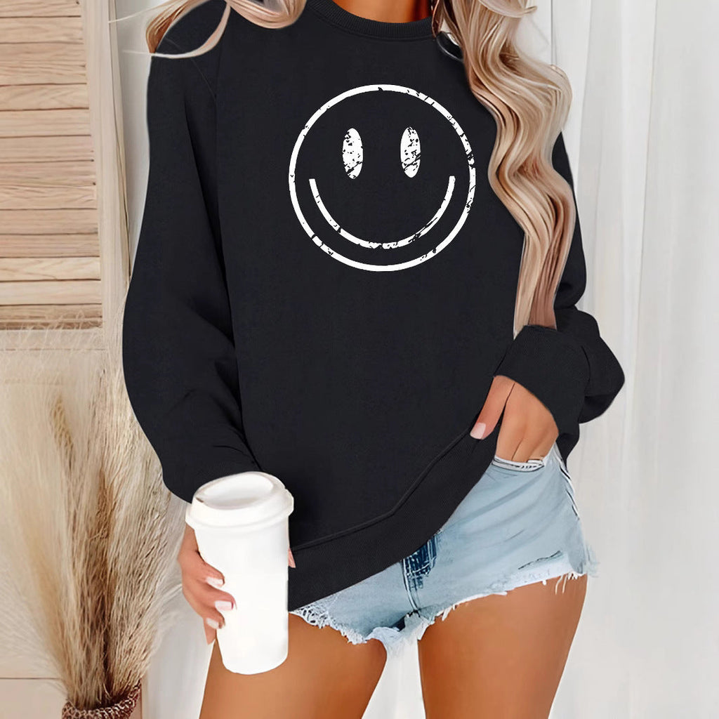 Playful Cartoon Smiley Face Graphic Hoodie - Harajuku Style - Image 5