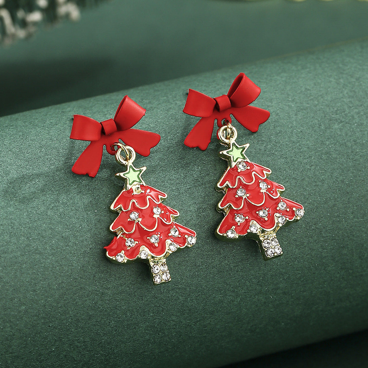 Cross-Border Personalized Christmas Alloy Earrings Christmas Hat Colorful Star Dot Diamond Christmas Tree Elk Gingerbread Man Earrings