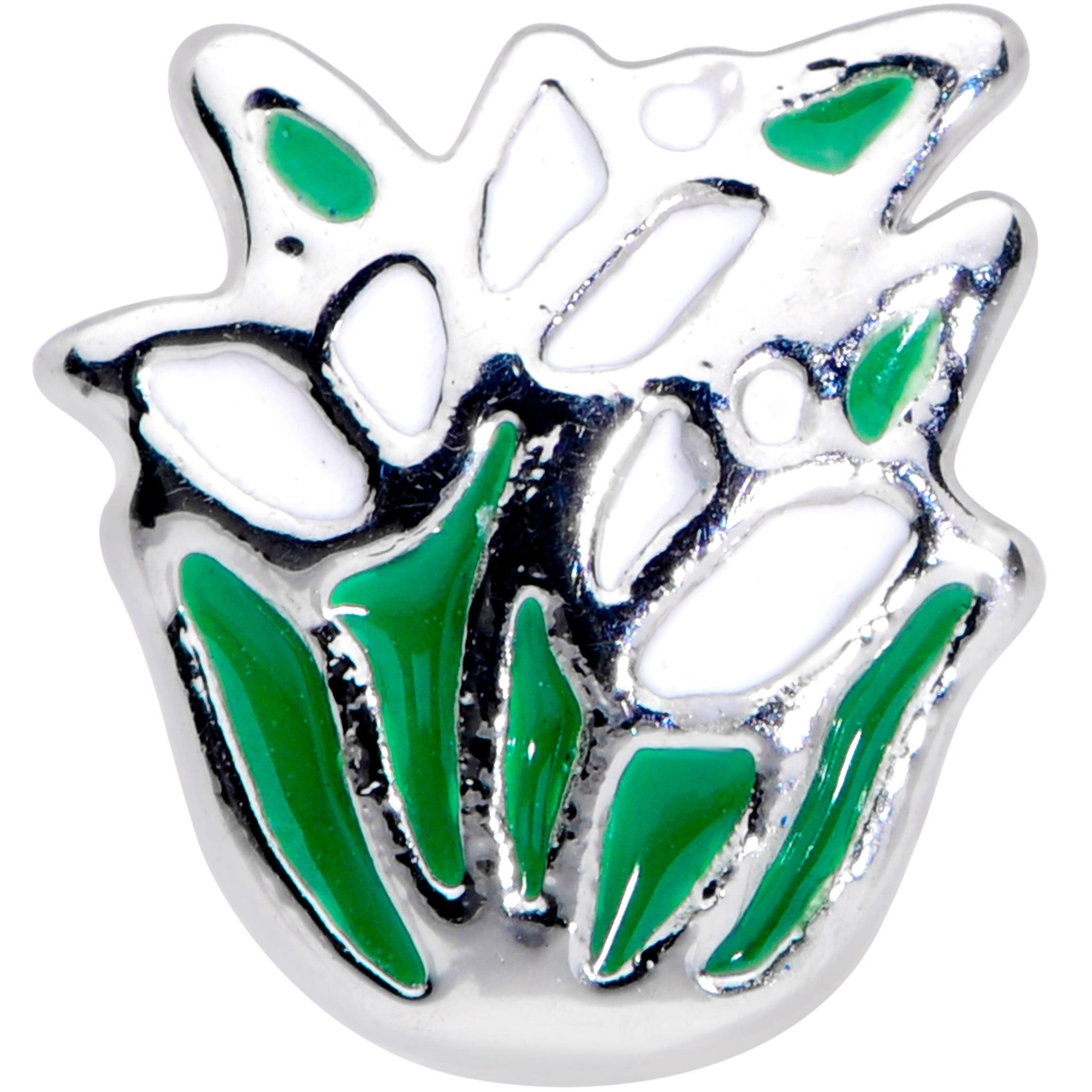 White Tulip Nose Bone - 20G Surgical Steel