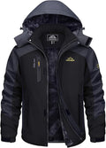 TACVASEN Winter Jacket Men's Water-Resistant Fleece Jacket Snow Ski Jacket Military Tactical Jacket Coat Parka Hood Raincoat