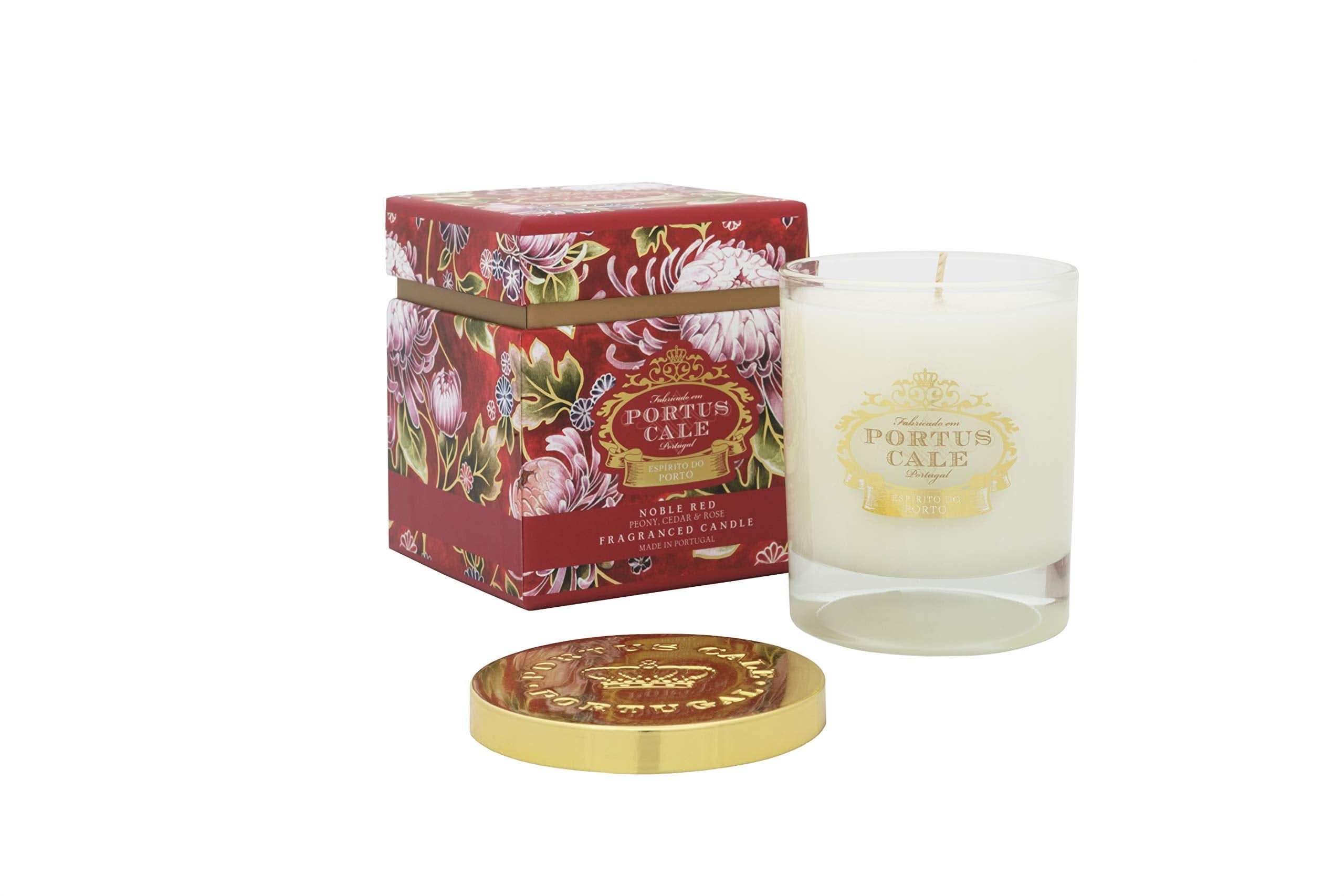 Noble Red Floral Glass Candle with Peony, Cedar and Rose Scent