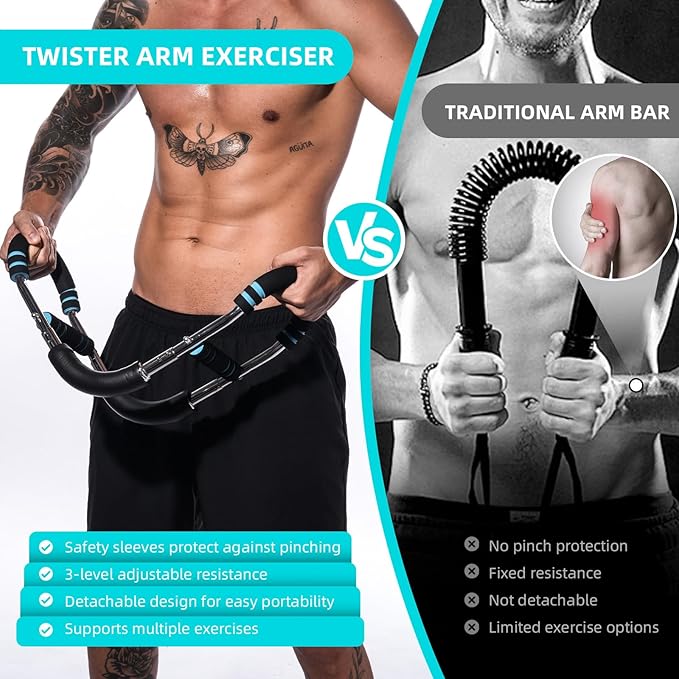 Professional Twister Arm Trainer, Adjustable 60-100lb Chest Workout Equipment for Men, Portable Detachable Design for Home Gym, Arm Chest and Shoulder Muscle Strength Exerciser Training