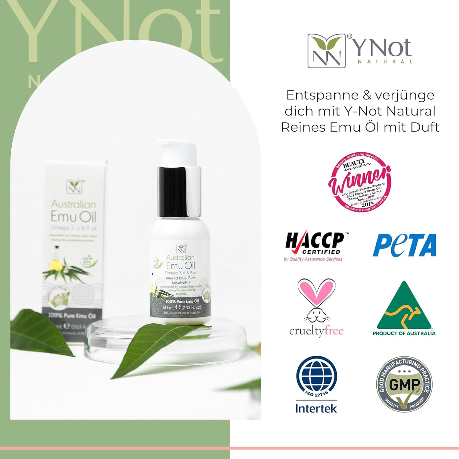 Australian Emu Oil Infused with Blue Gum Eucalyptus, 60ml