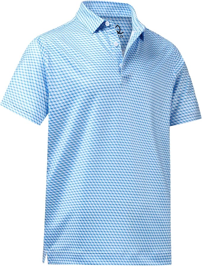 Men's Geometric Print Performance Golf Polo Shirt - Quick Dry