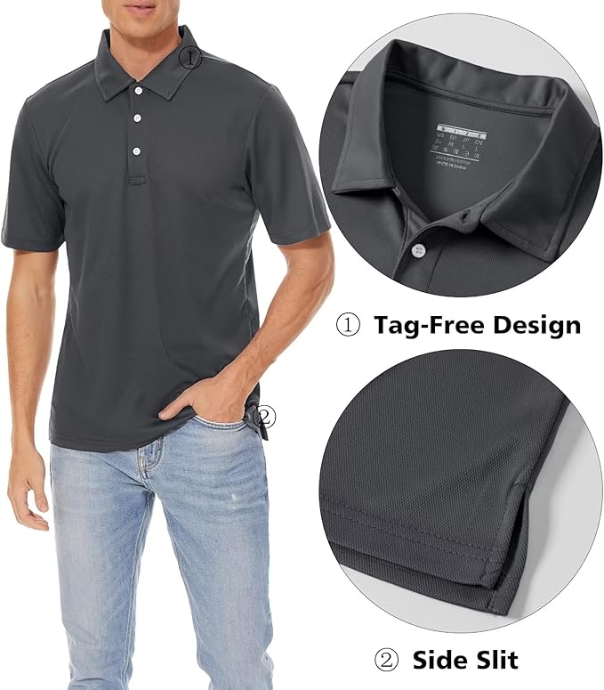 Men's Performance Polo Shirt - Quick Dry Golf & Work Shirt